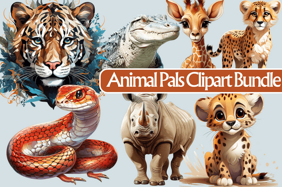 Animal Pals Clipart Bundle: Adorable Designs for Your Creations