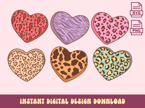 Animal Print Candy Hearts: Retro SVG & PNG Bundle