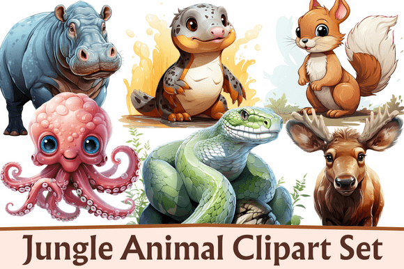 Bring the Wild to Your Designs with This Jungle Animal Clipart Set