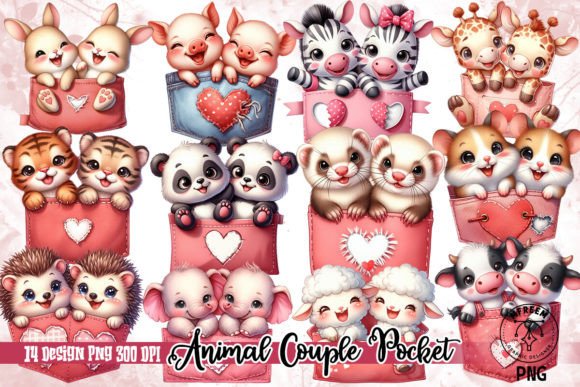 Cute Animal Couples for Valentine's Day Design Projects